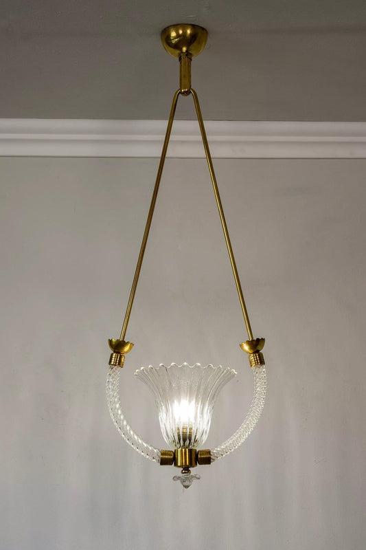 Lampadario Vintage in Vetro Soffiato di Murano, Anni '30 – Art Déco - Lo Stile Italiano