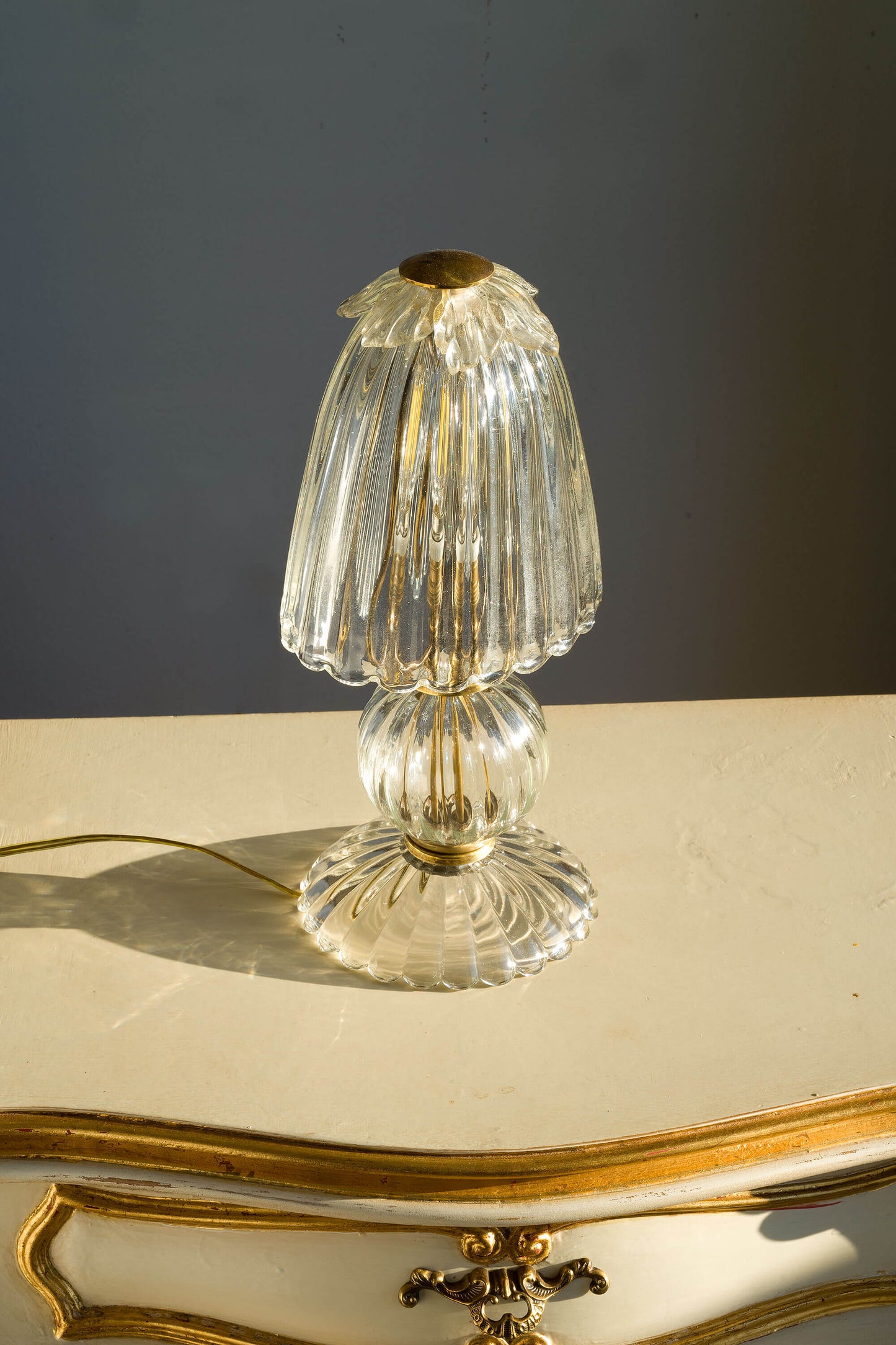 Lampada da Appoggio Vintage anni '50 in Vetro Soffiato di Murano, lampada da tavolo - Lo Stile Italiano