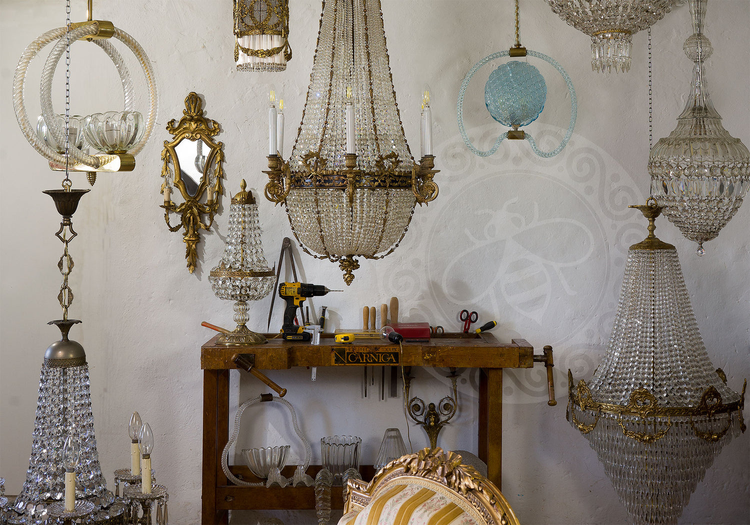 Lampadari antichi periodo primi anni del '900, realizzati in vetro di Murano e cristallo.| Lo Stile Italiano