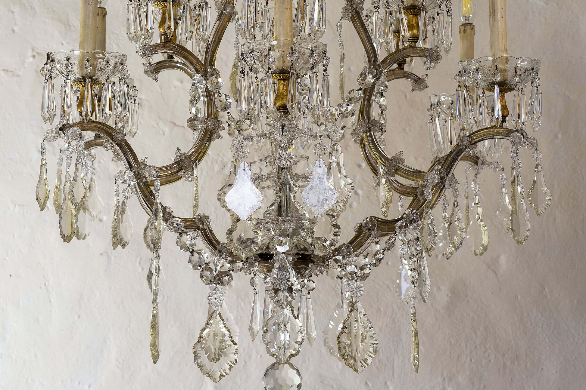 Grande lampadario Maria Teresa di cristallo a 12 luci -Italia 1920 - Lo Stile Italiano