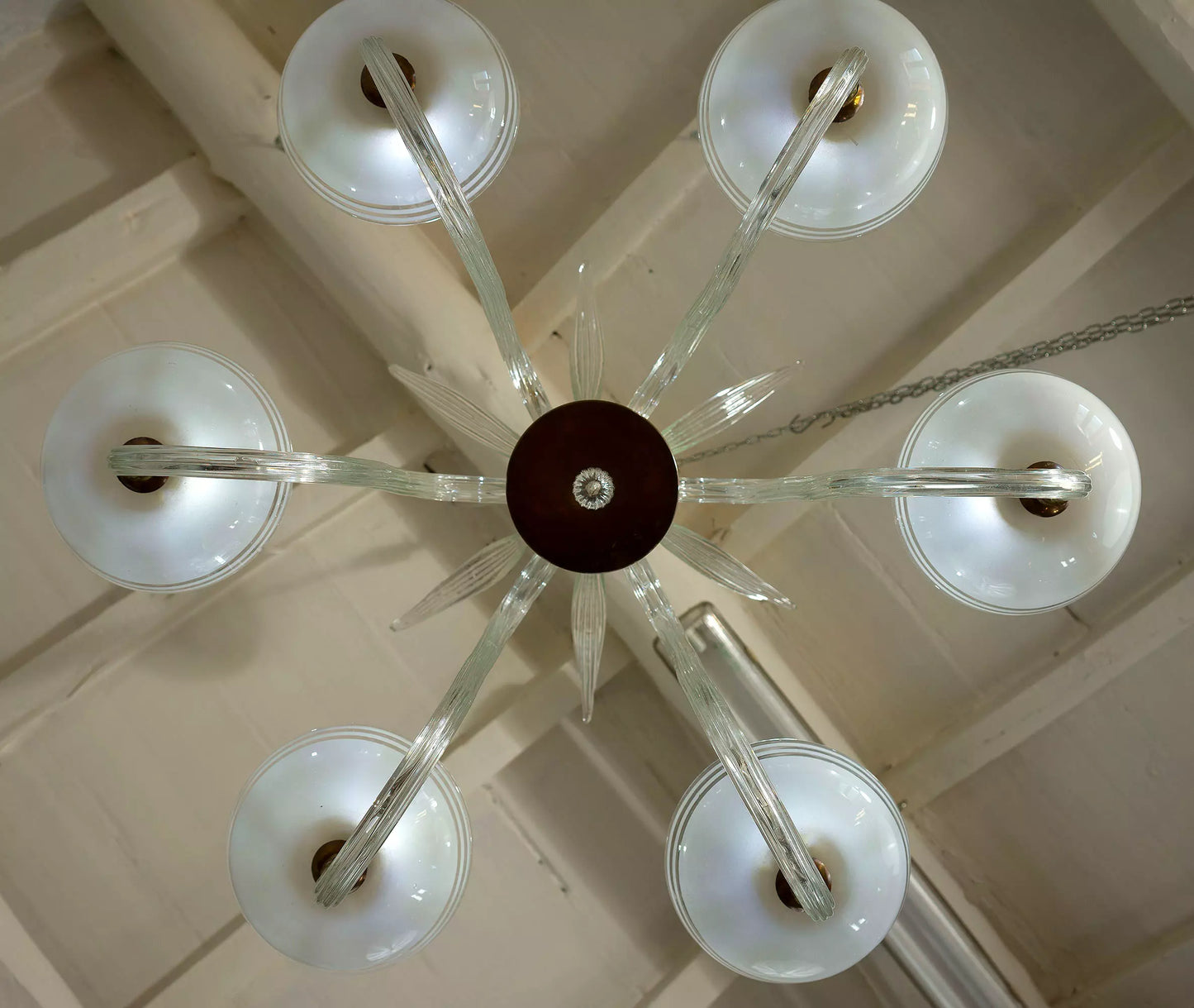 Grande lampadario in vetro soffiato Venini, anni '40