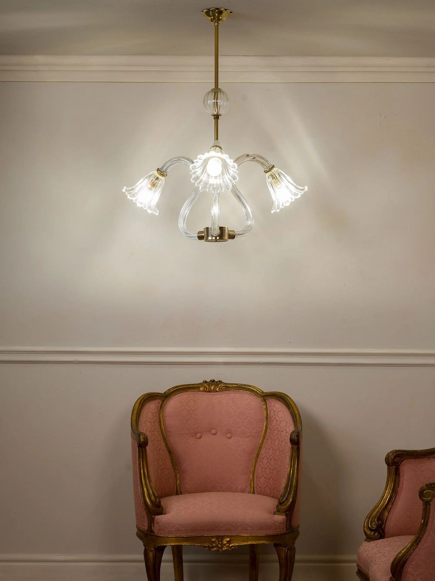 Lampadario di Murano Art deco, Ercole Barovier & Toso, 3 Luci, Anni '30 | Lo Stile Italiano