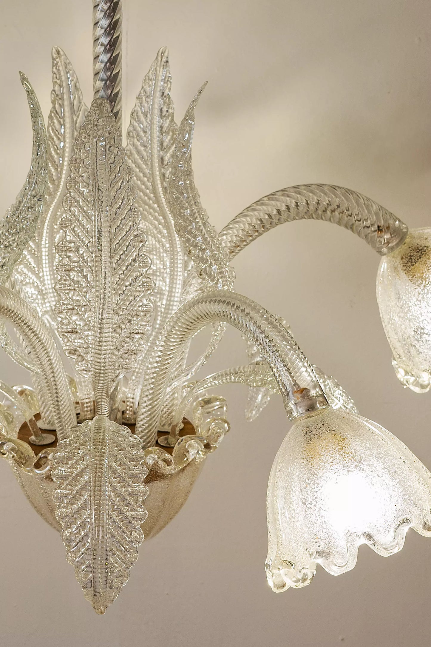 Lampadario in Vetro di Murano Barovier e Toso con 5 Luci - Lo Stile Italiano
