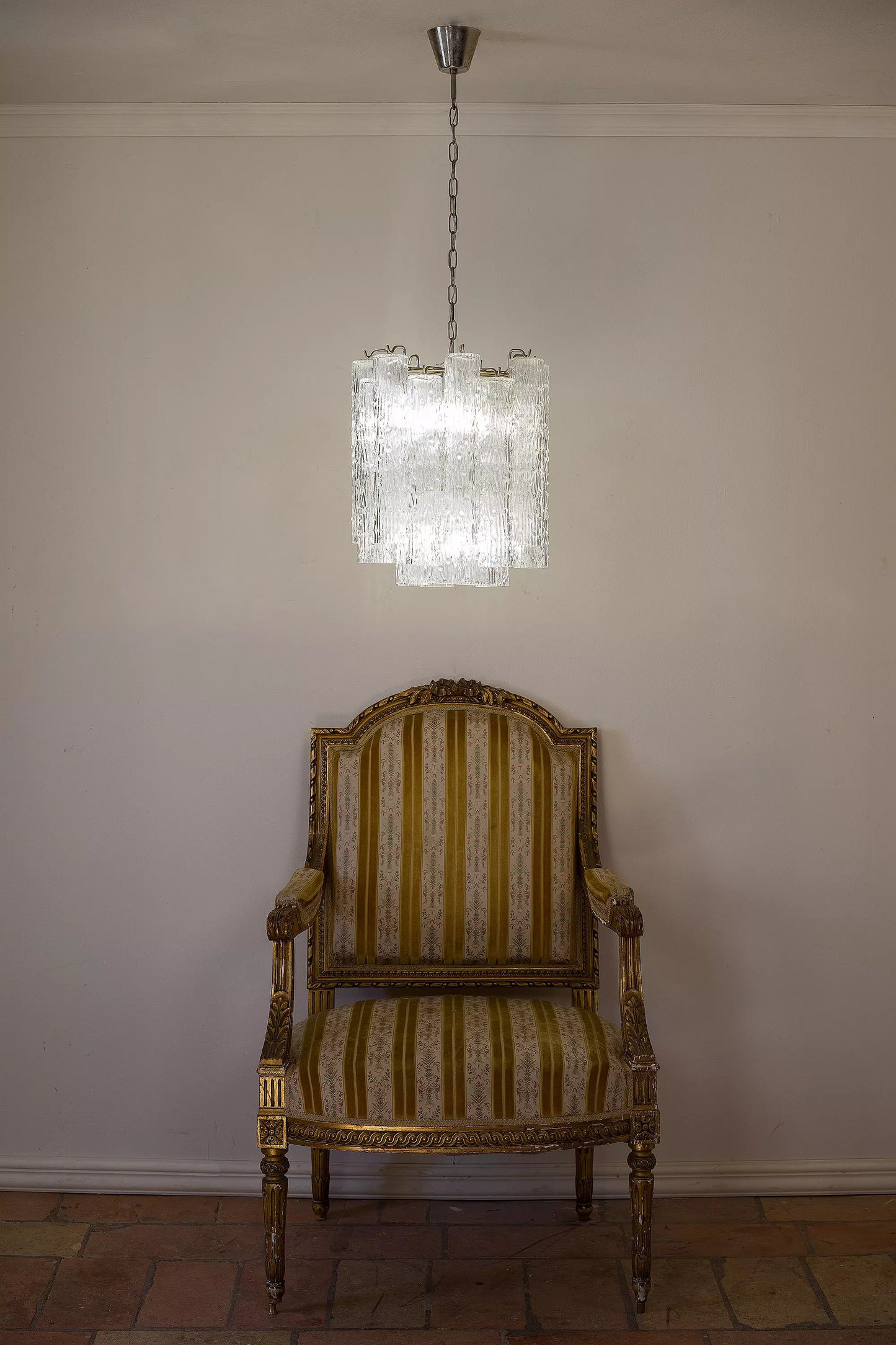 Lampadario vintage in vetro di Murano degli anni '60, modello 'Tronchi’ - Lo Stile Italiano