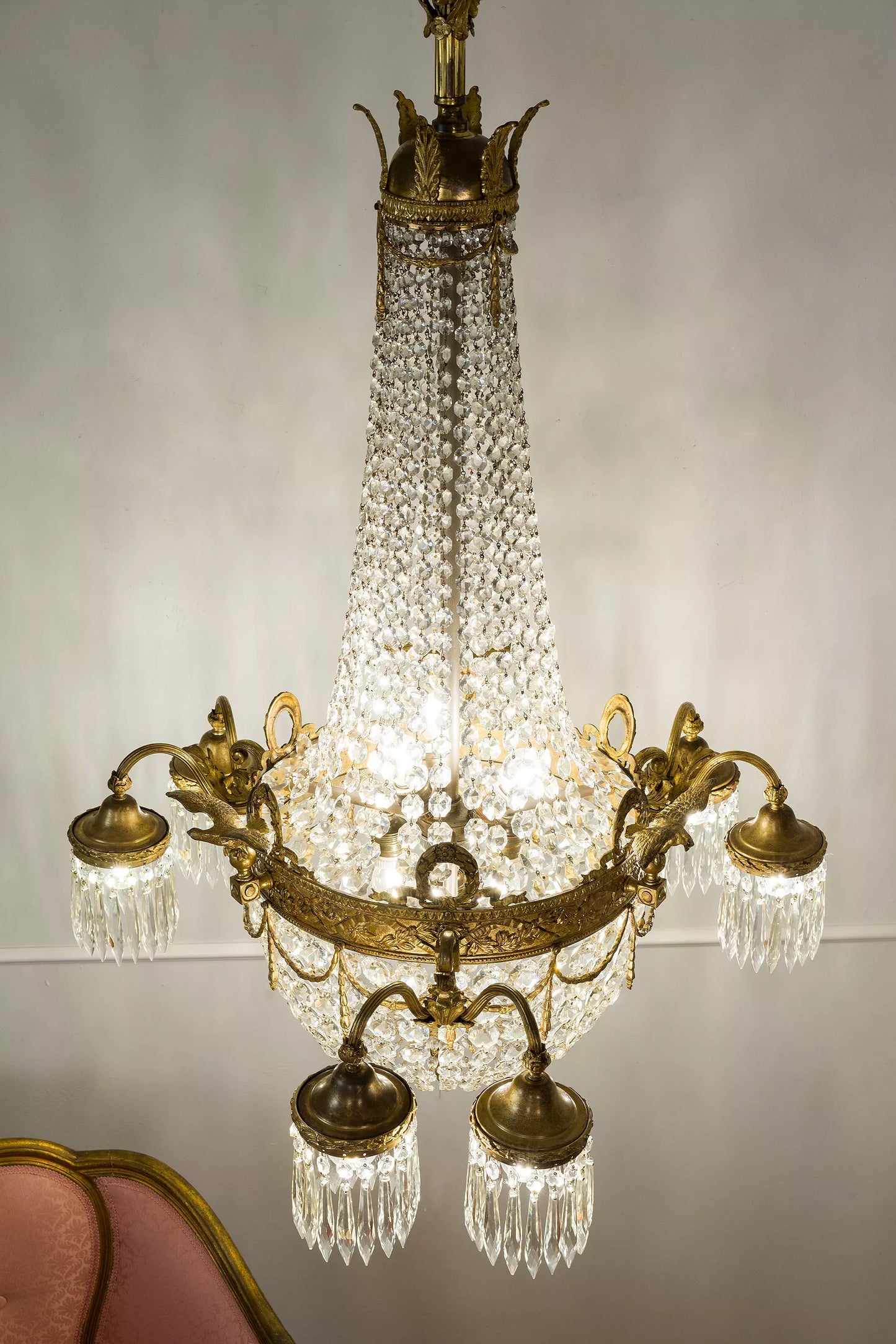 Riservato-Antico lampadario Impero di cristallo dei primi anni del '900 - 12 luci - Lo Stile Italiano