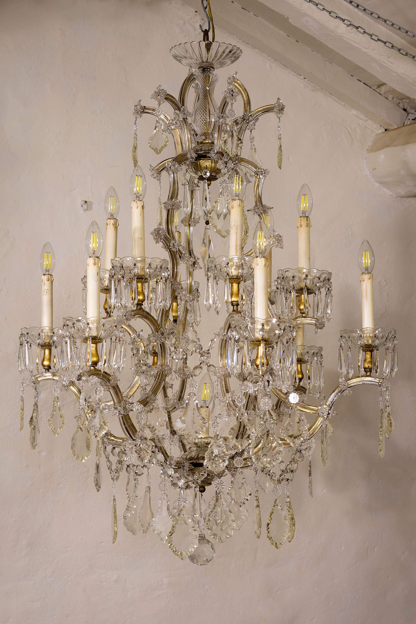 Grande lampadario Maria Teresa di cristallo a 12 luci -Italia 1920 - Lo Stile Italiano