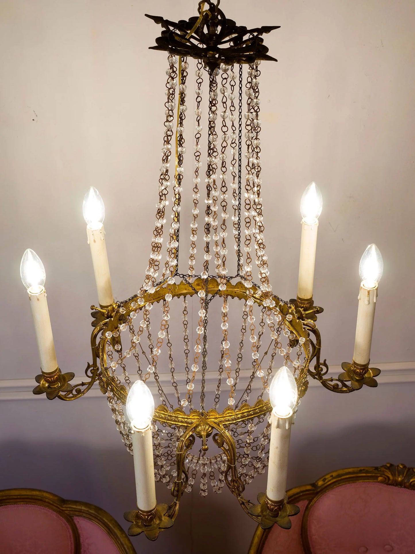 Lampadario Francese antico a 6 luci | Lo Stile Italiano