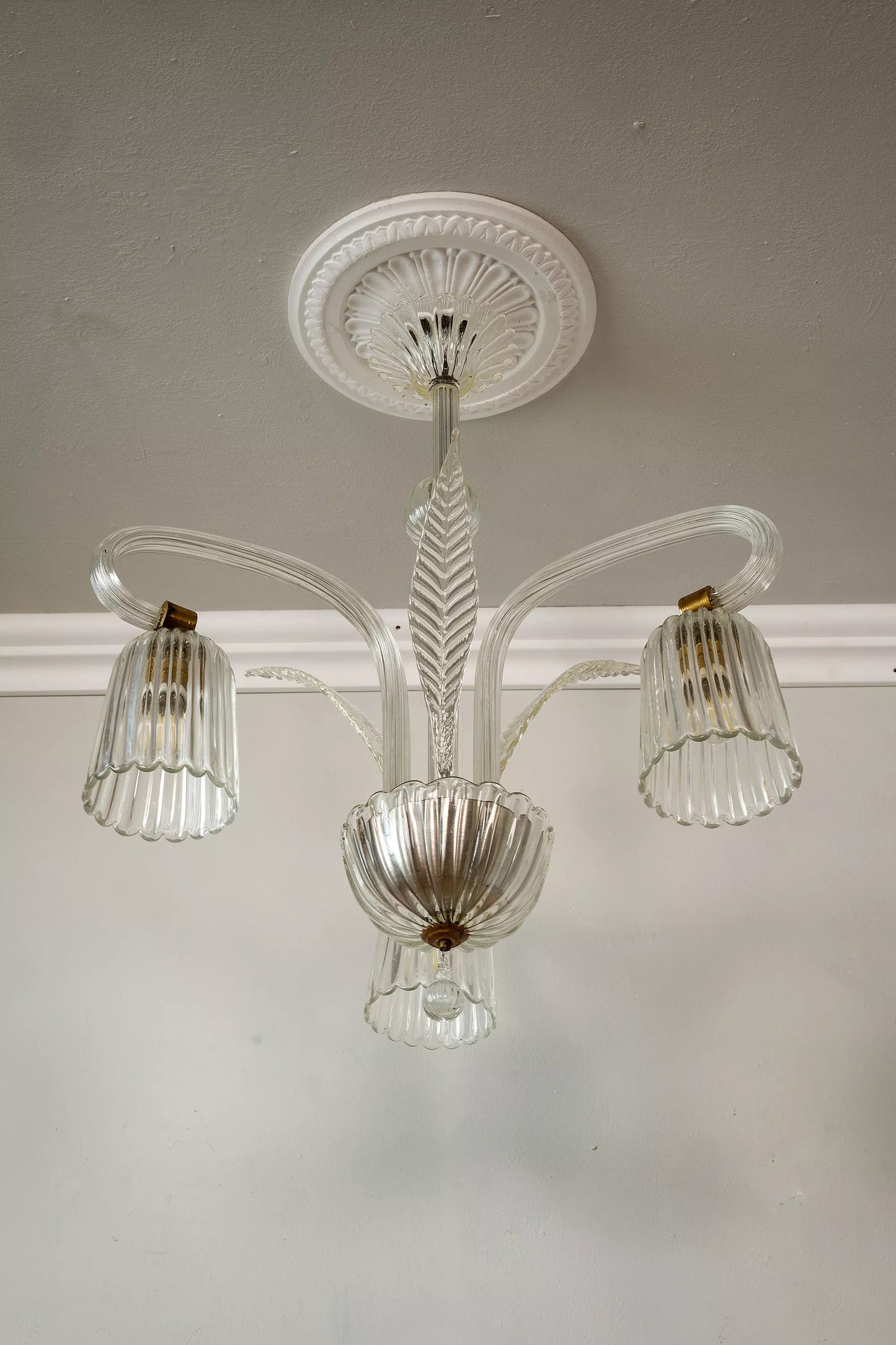 Lampadario Art Déco in vetro di Murano a 3 luci - Lo Stile Italiano