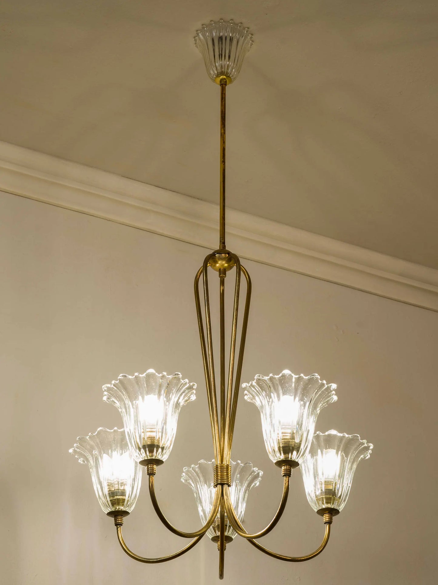 Lampadario Mid Century a cinque luci di Murano | Lo Stile Italiano