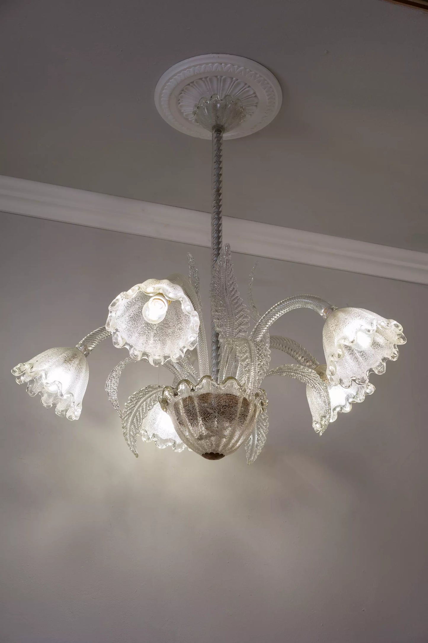 Lampadario in Vetro di Murano Barovier e Toso con 5 Luci - Lo Stile Italiano