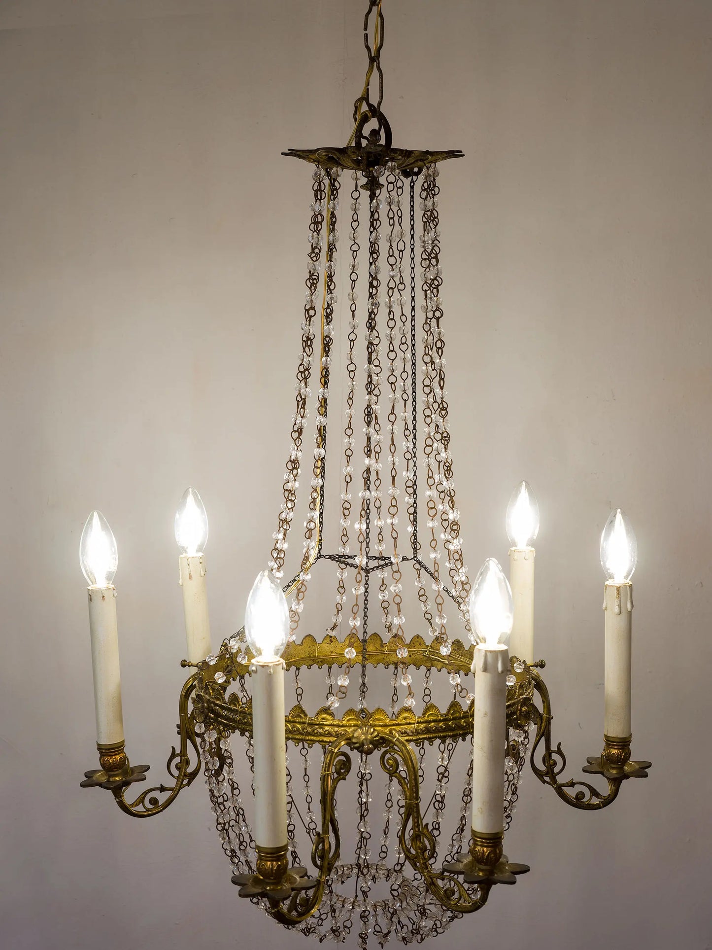 Lampadario Francese in Stile Impero dei primi anni '900, 6 luci