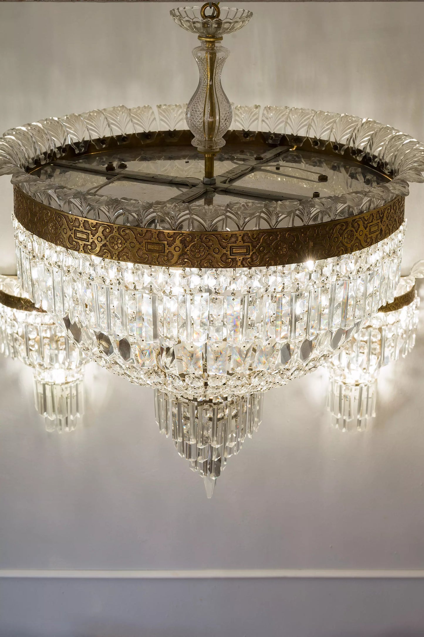 Grande plafoniera vintage in cristallo di Boemia in stile classico - 6 luci - Lo Stile Italiano