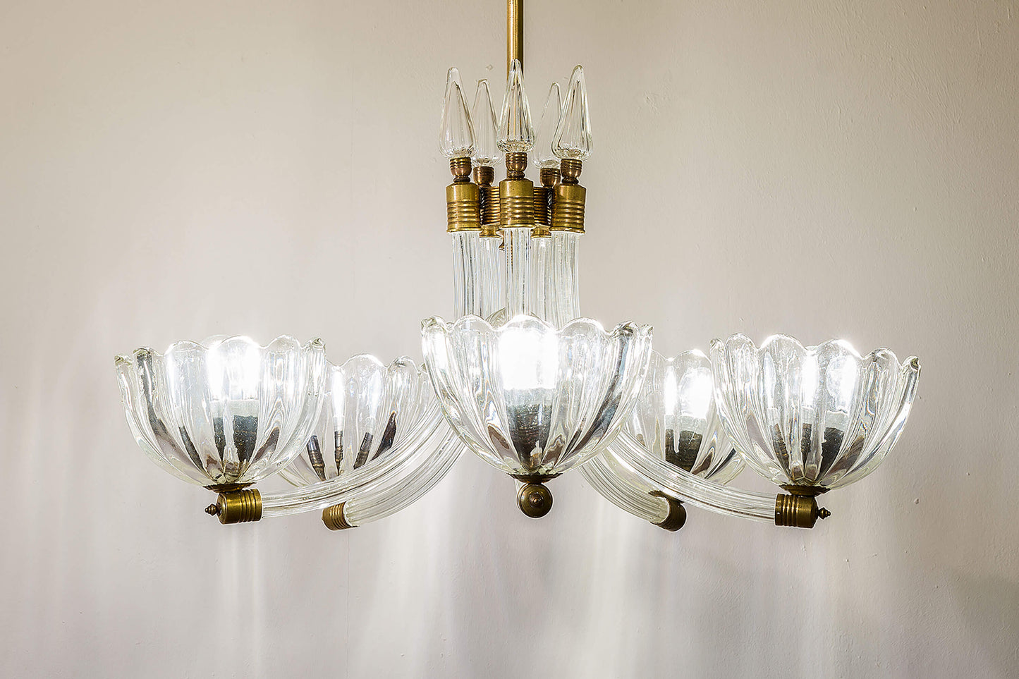 Lampadario Art Déco Barovier & Toso in vetro di Murano. Design italiano degli anni '40 - Lo Stile Italiano