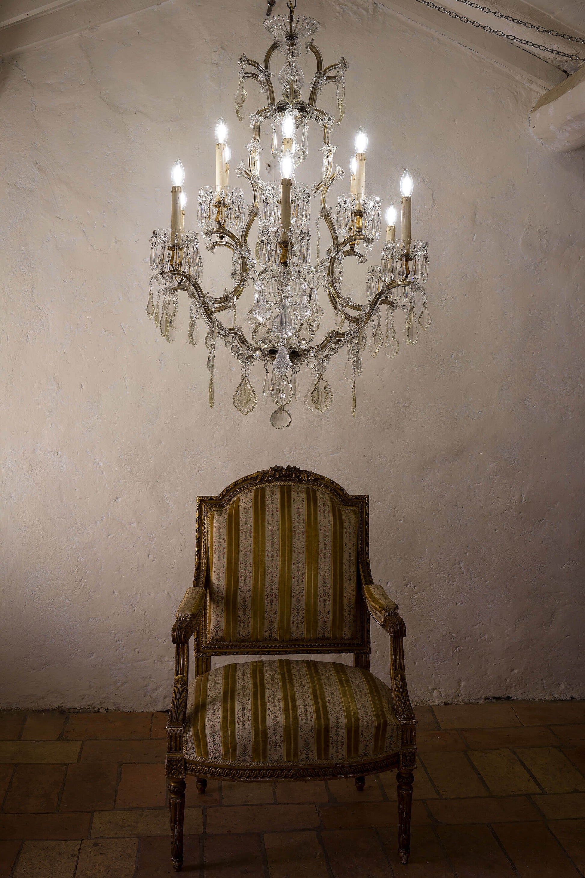 Grande lampadario Maria Teresa di cristallo a 12 luci -Italia 1920 - Lo Stile Italiano