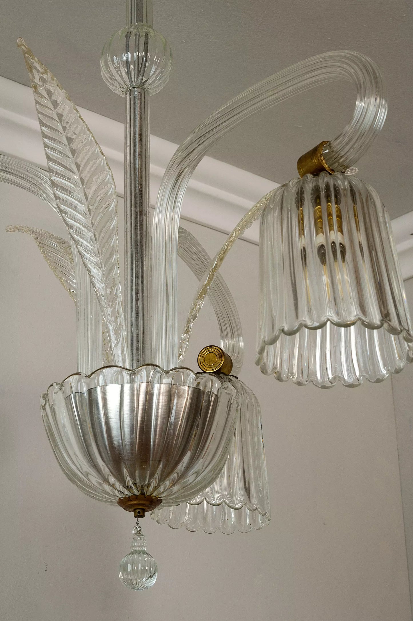 Lampadario Art Déco in vetro di Murano a 3 luci - Lo Stile Italiano