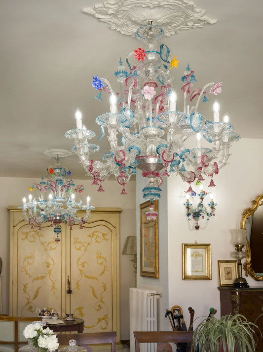 Trittico di lampadari di lusso Ca'Rerzzonico a nove luci ciascuno | Lo Stile Italiano