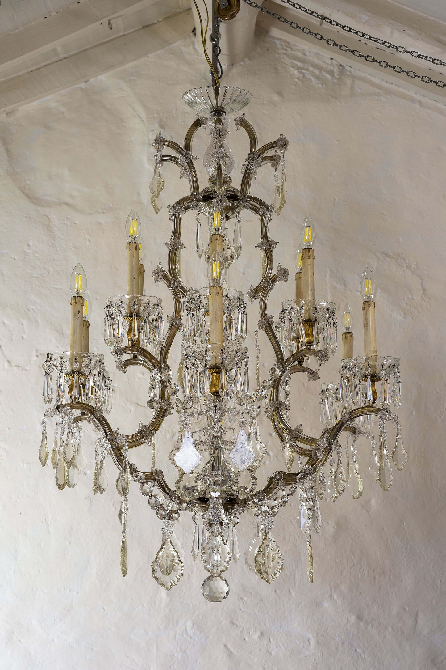 Grande lampadario Maria Teresa di cristallo a 12 luci -Italia 1920 - Lo Stile Italiano