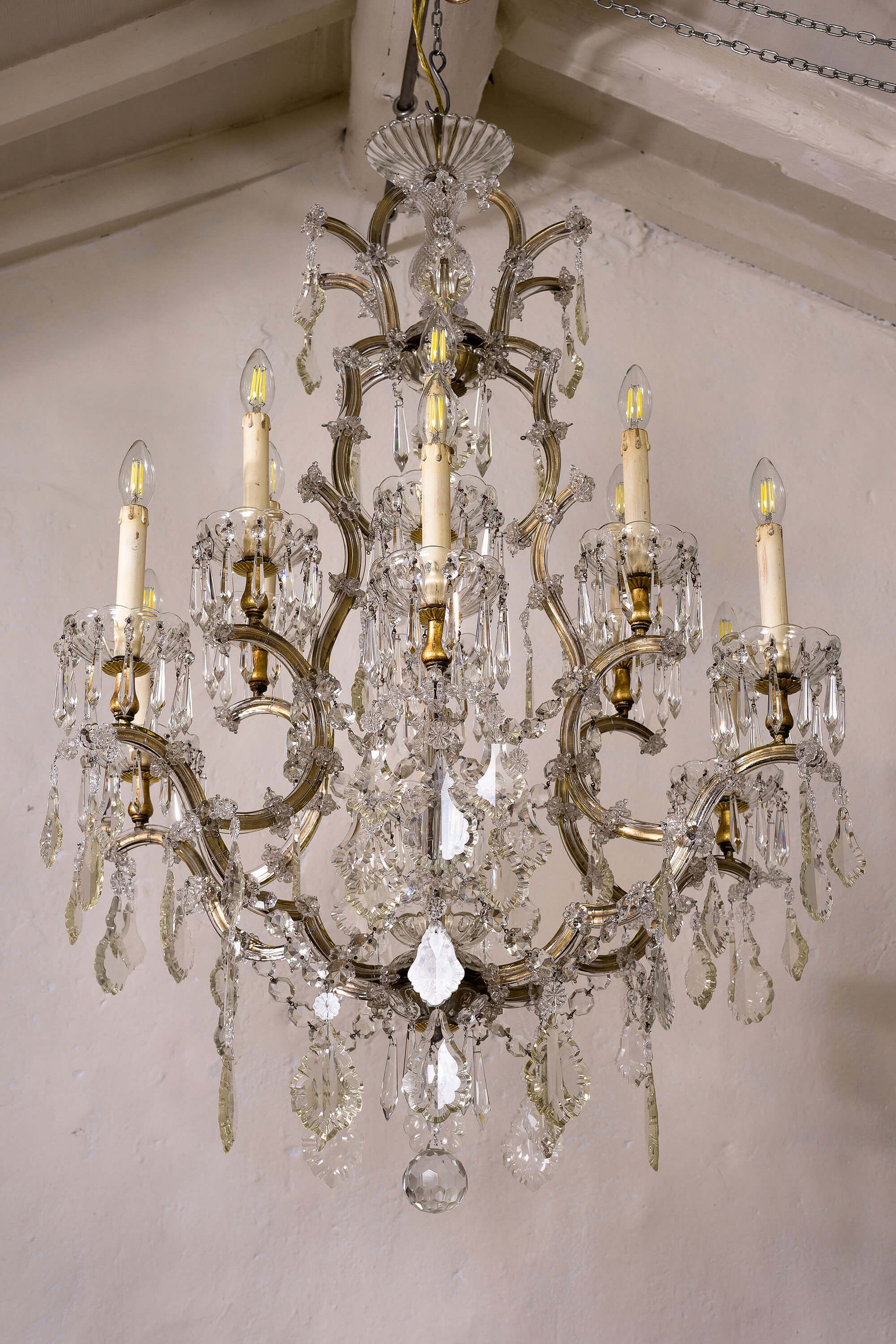 Grande lampadario Maria Teresa di cristallo a 12 luci -Italia 1920 - Lo Stile Italiano