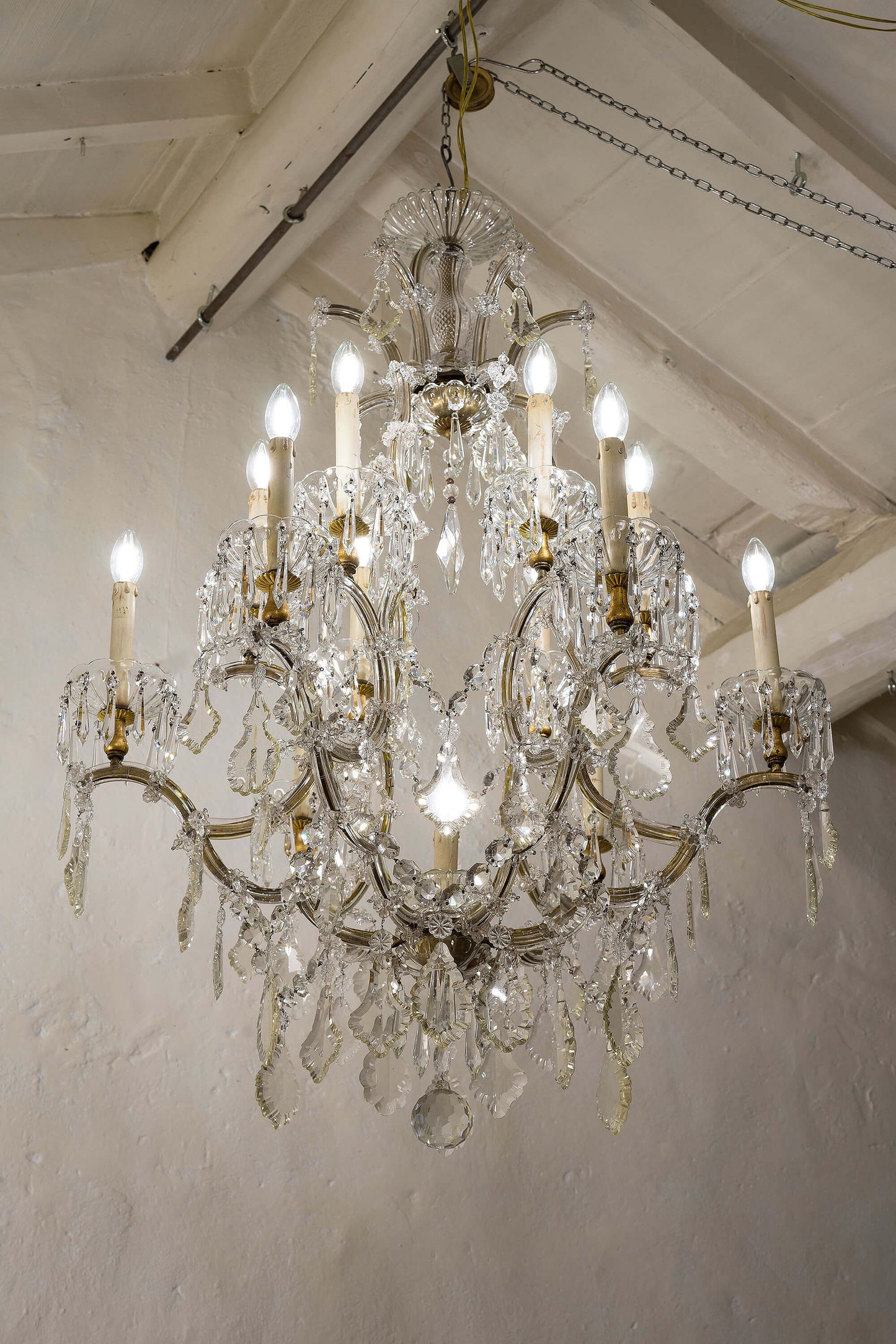 Grande lampadario Maria Teresa di cristallo a 12 luci -Italia 1920 - Lo Stile Italiano