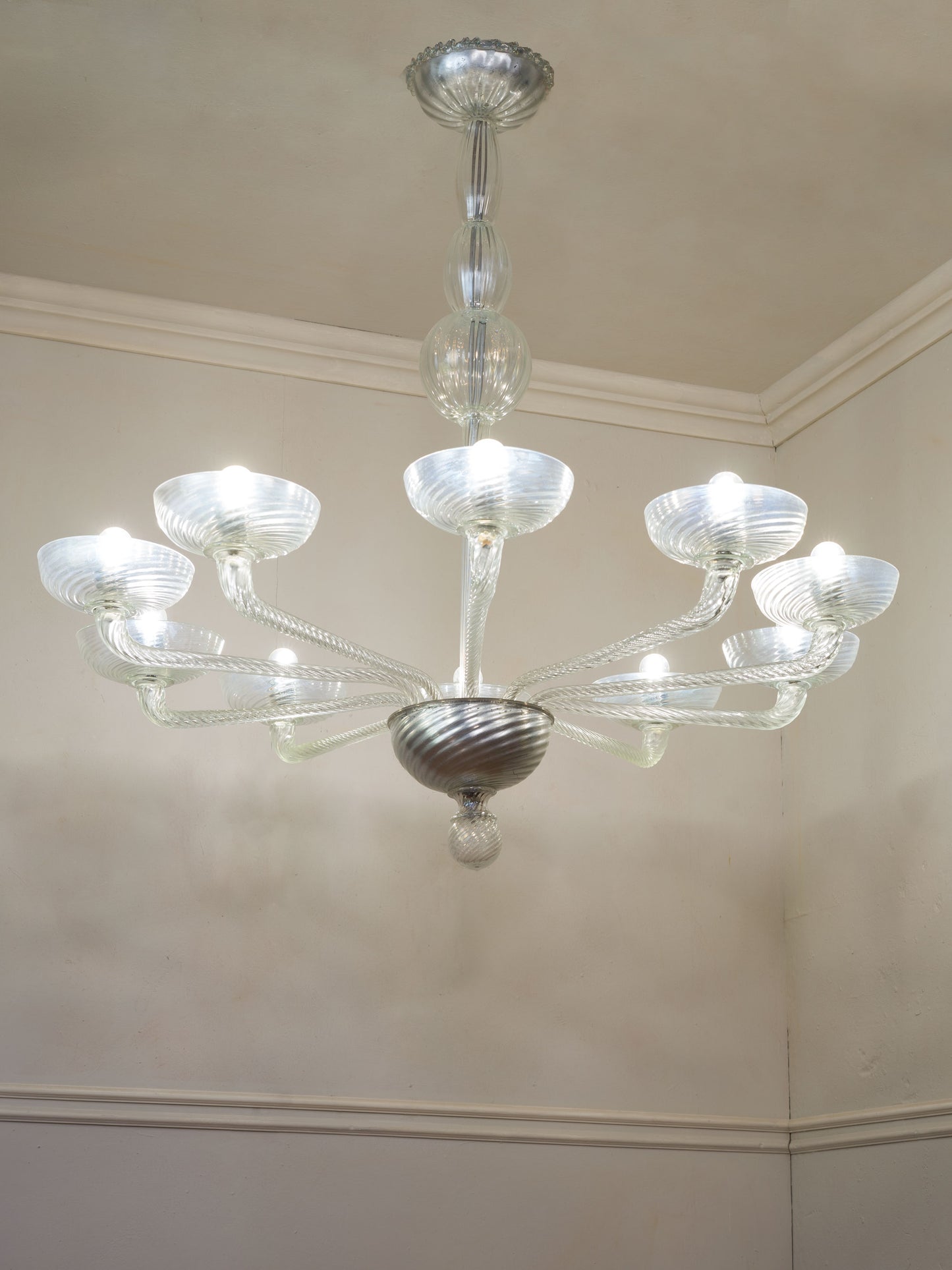 Elegante lampadario Seguso vintage in cristallo | Lo Stile Italiano