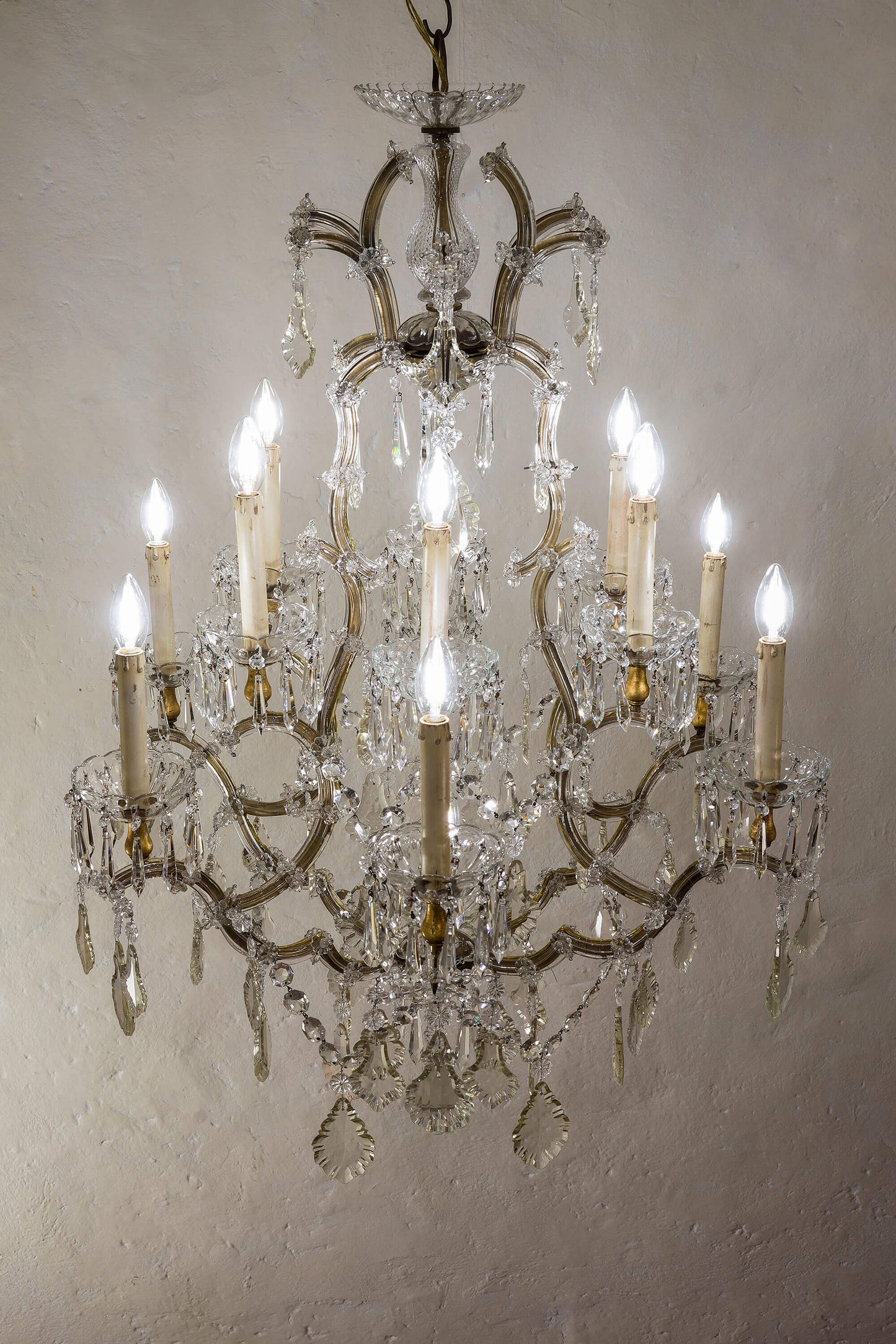 Grande lampadario Maria Teresa di cristallo a 12 luci -Italia 1920 - Lo Stile Italiano