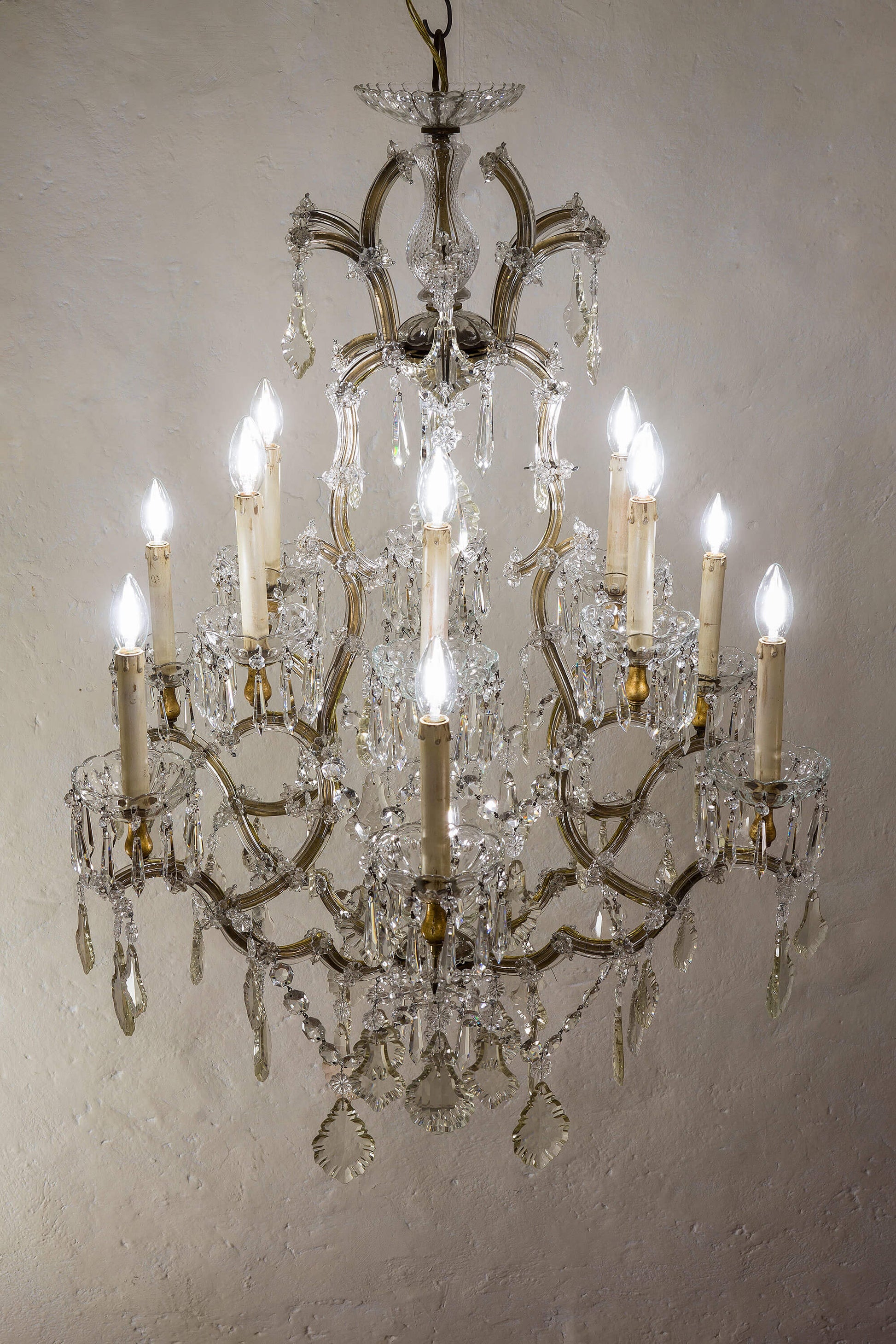 Grande lampadario Maria Teresa di cristallo a 12 luci -Italia 1920 - Lo Stile Italiano