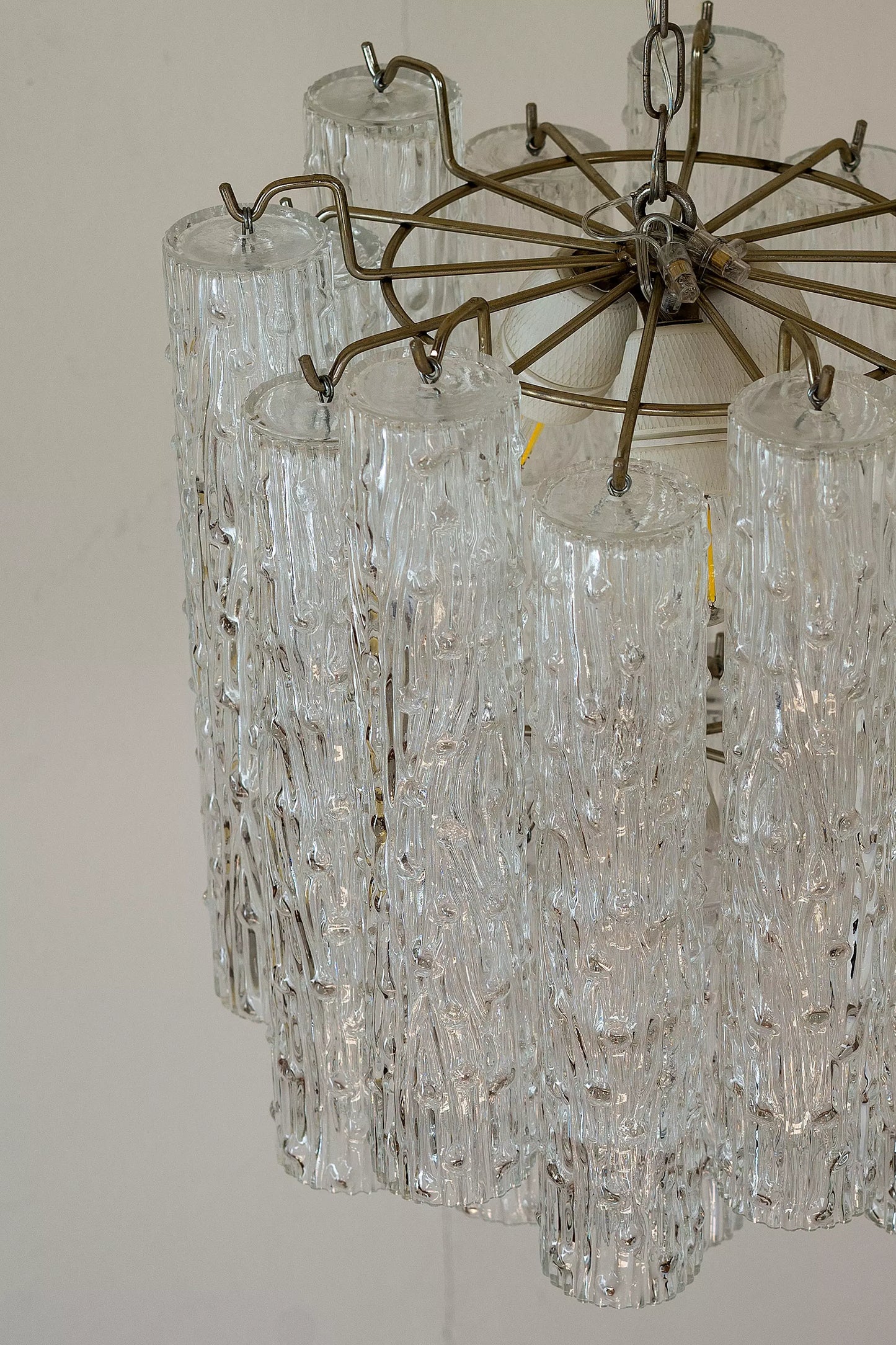 Lampadario vintage in vetro di Murano degli anni '60, modello 'Tronchi’ - Lo Stile Italiano