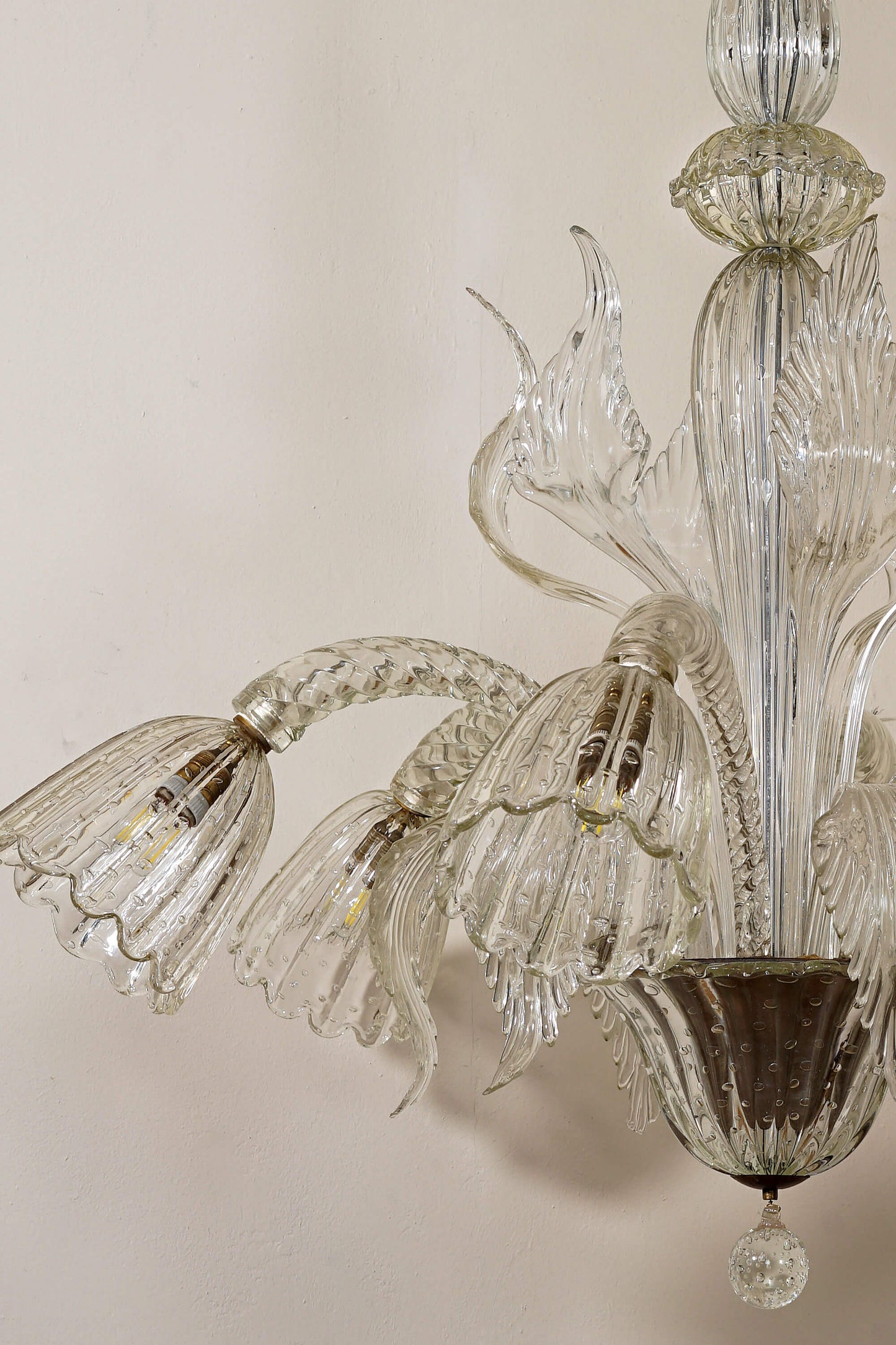 Importante lampadario a 6 luci in vetro di Murano Bullicante, Barovier & Toso - Lo Stile Italiano