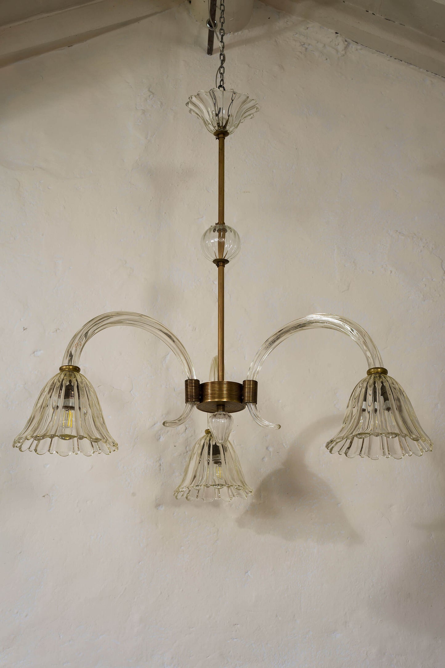 Lampadario vintage in vetro di Murano con 3 luci compatibili E26/E27.. | Lo Stile Italiano