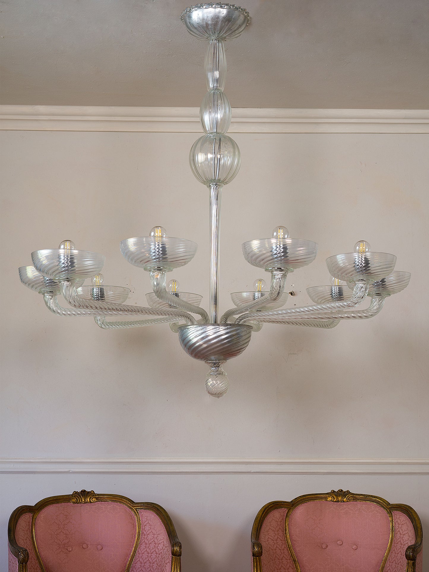 Grande Lampadario a 10 luci in vetro di Murano anni ’60 | Lo Stile Italiano