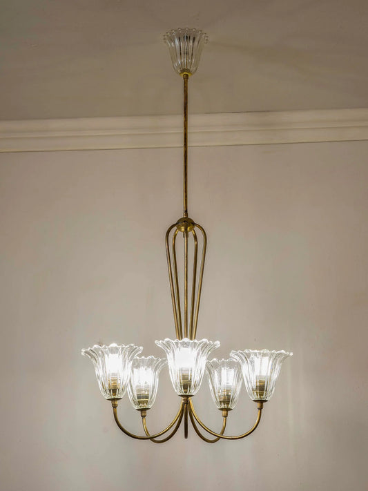 Lampadario vintage a cinque luci, Italia anni ’50-’60 | Lo Stile Italiano