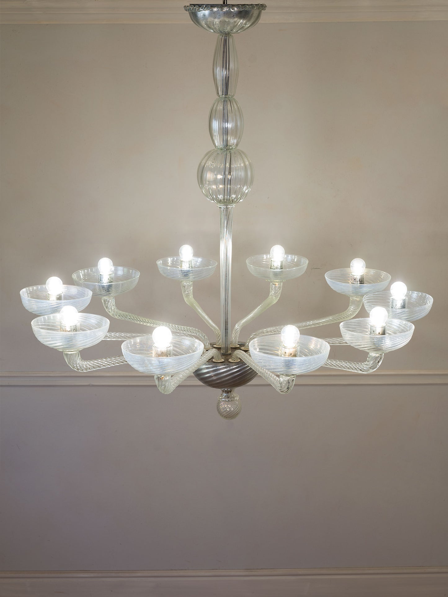 Lampadario Venini anni ’60 in vetro soffiato | Lo Stile Italiano
