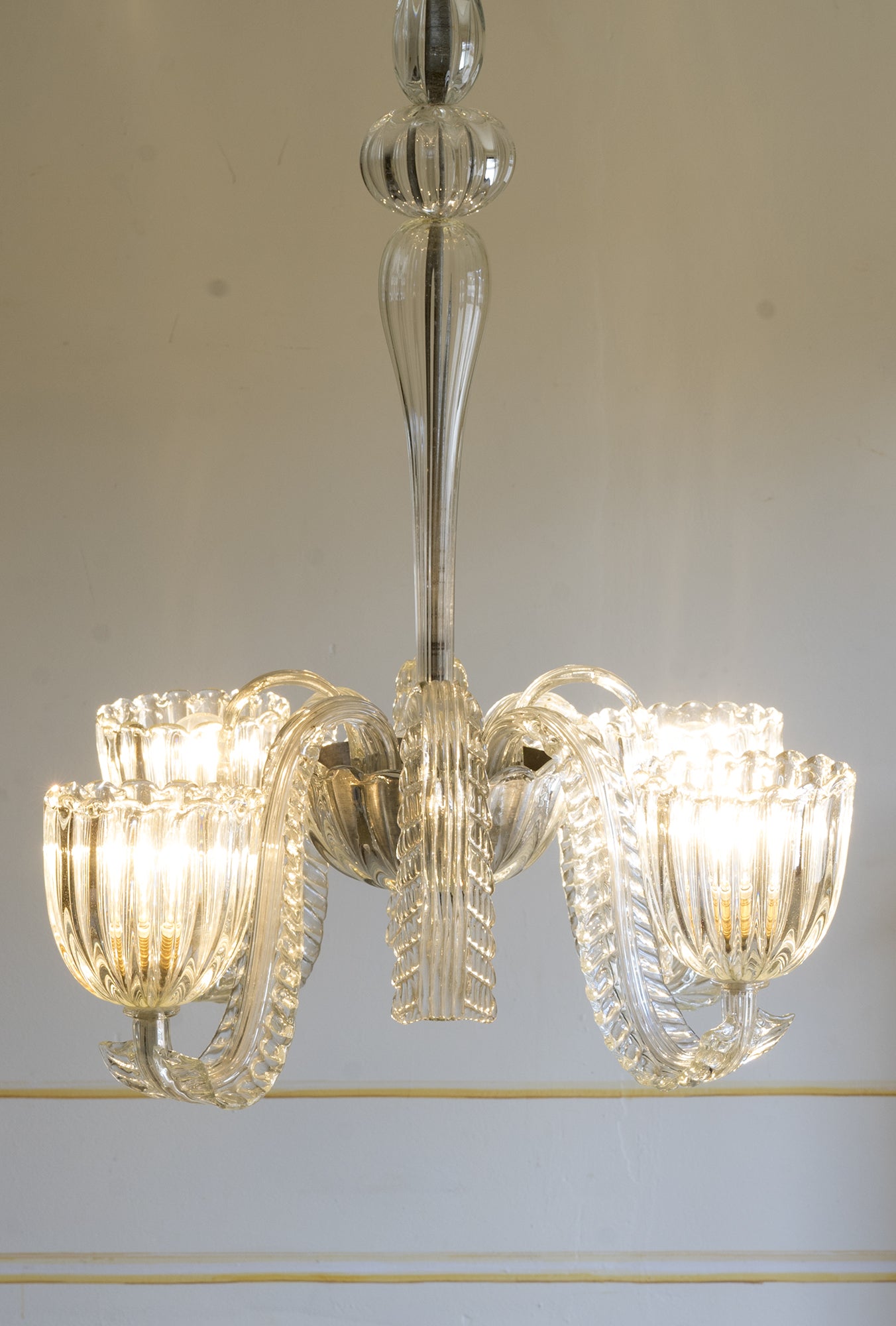 Lampadario di Murano designer Ercole Barovier & Toso,-Lo Stile Italiano