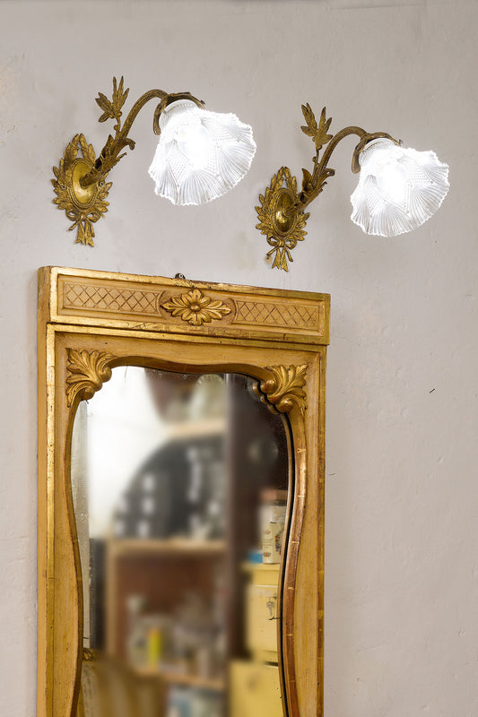 Coppia di Applique Art Nouveau (Liberty) con paralume in cristallo, Francia 1910 - Lo Stile Italiano