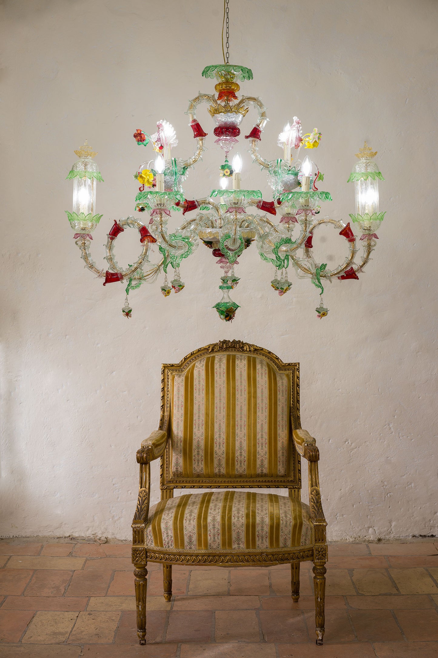 Antico Lampadario di Murano Ca' Rezzonico a Gondola, 10 luci - Periodo primi '900 - Lo Stile Italiano