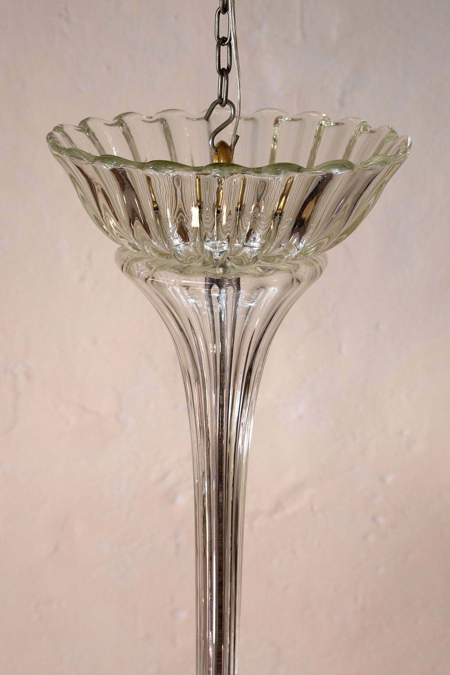 Lampadario di Murano Antico con grande scodella nella parte superiore-Lo Stile Italiano