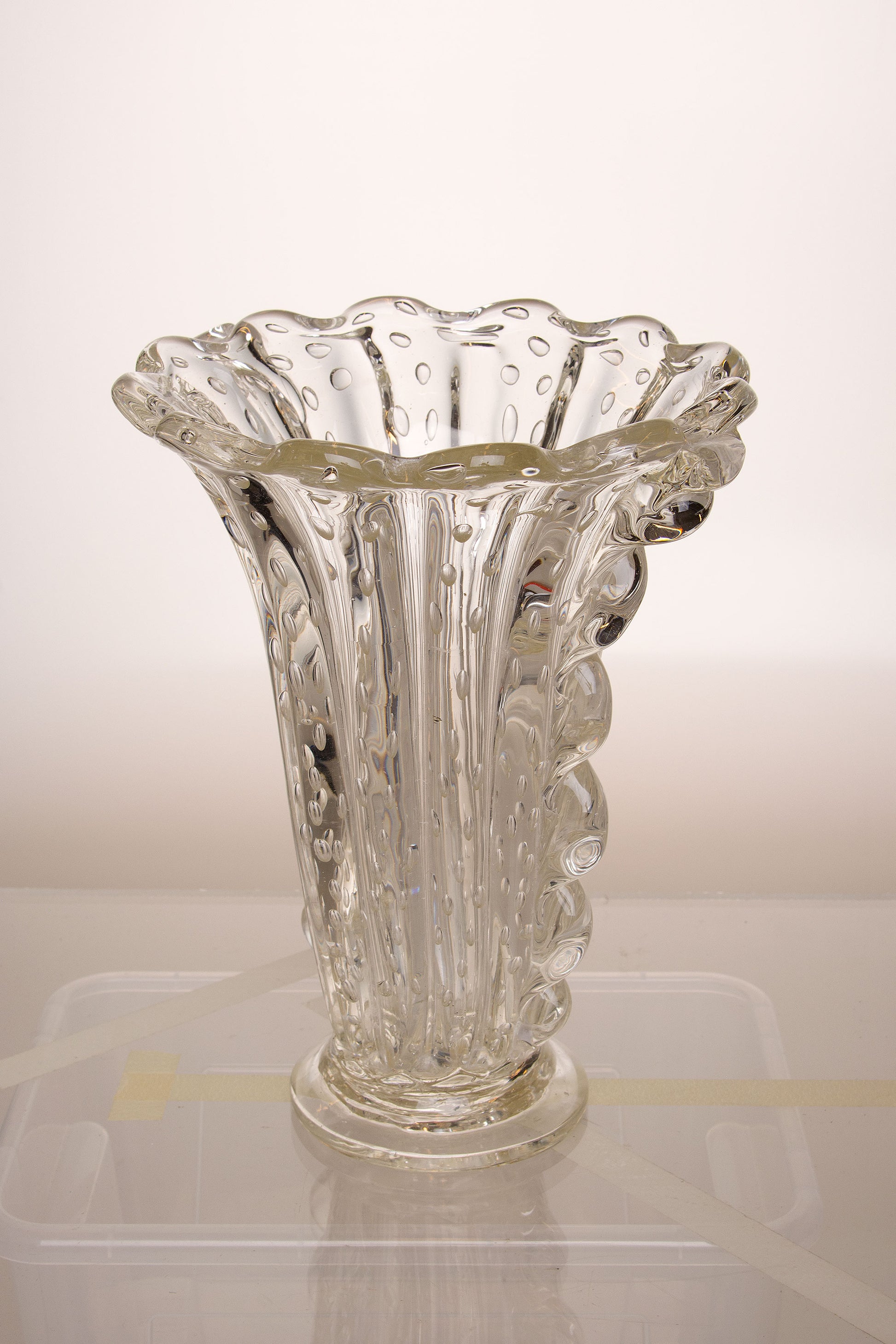 Vaso Barovier e Toso in vetro cristallo di Murano, anni '30 periodo Art Dèco - Lo Stile Italiano