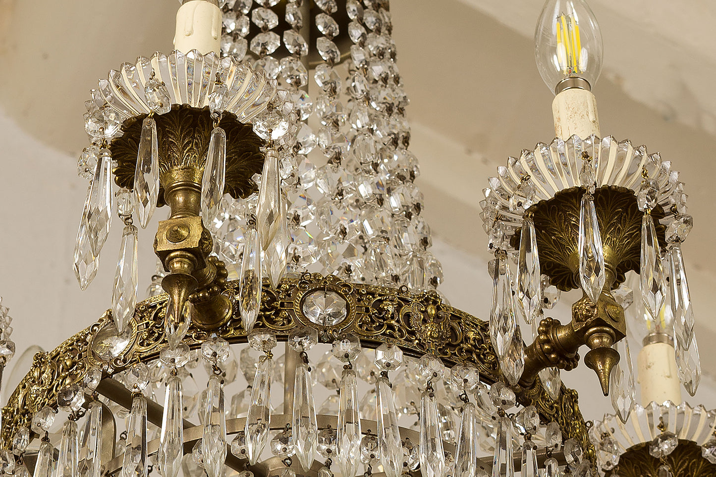 Lampadario Art Nouveau ottone-Lo Stile Italiano