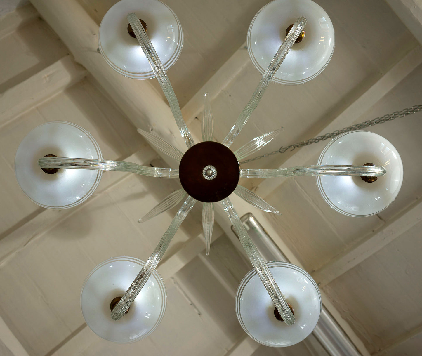 Grande lampadario Archimede Seguso in vetro di Murano, anni '40, Art Deco - Lo Stile Italiano