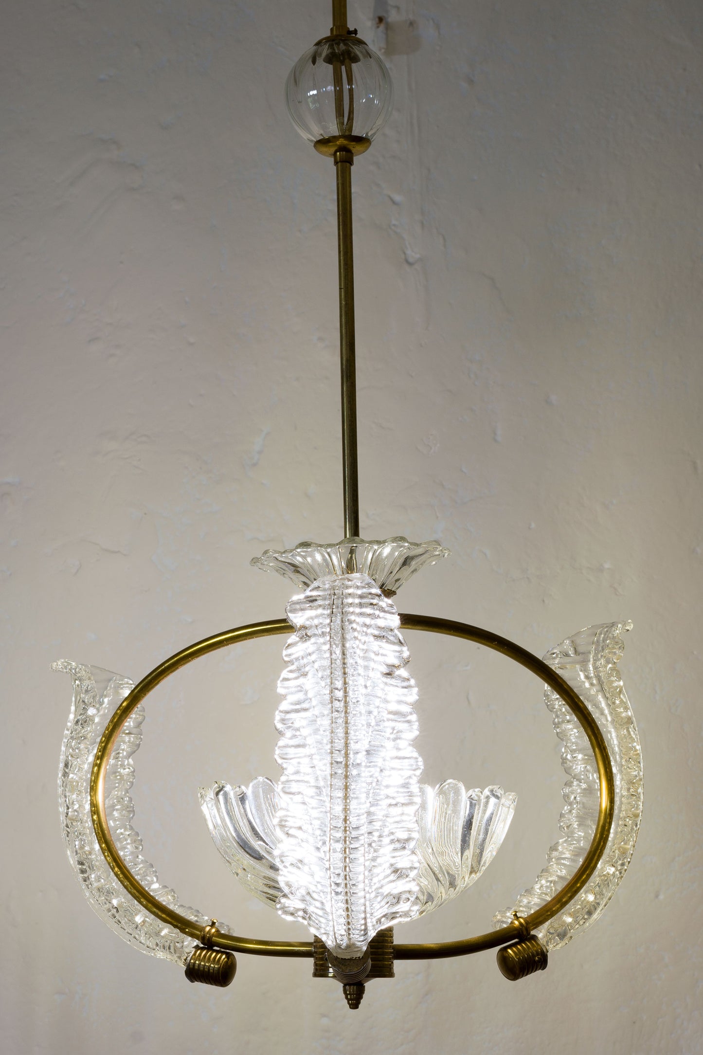 Lampadario antico Barovier & Toso in vetro di Murano-Lo Stile Italiano