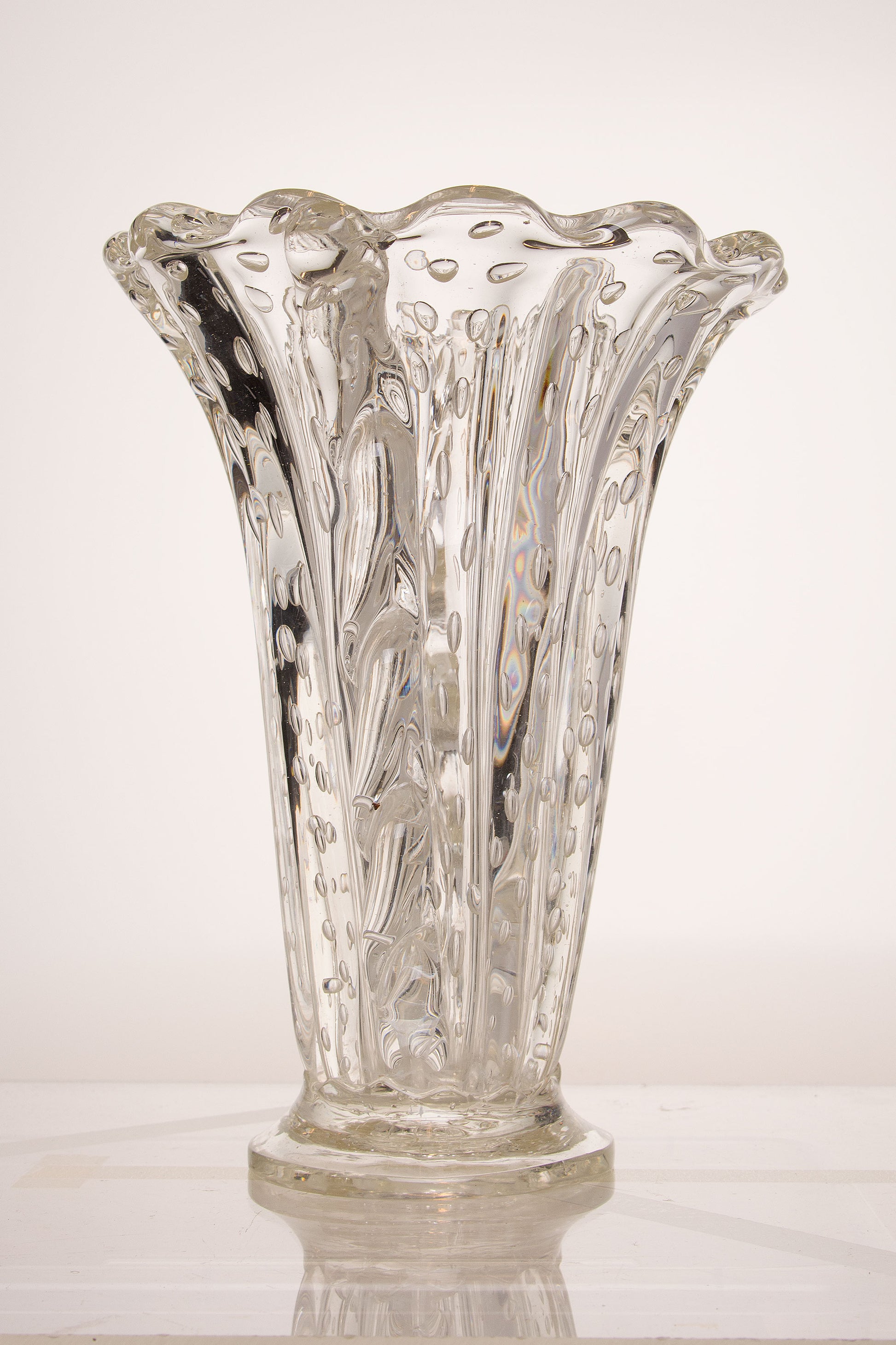 Vaso Barovier e Toso in vetro cristallo di Murano, anni '30 periodo Art Dèco - Lo Stile Italiano