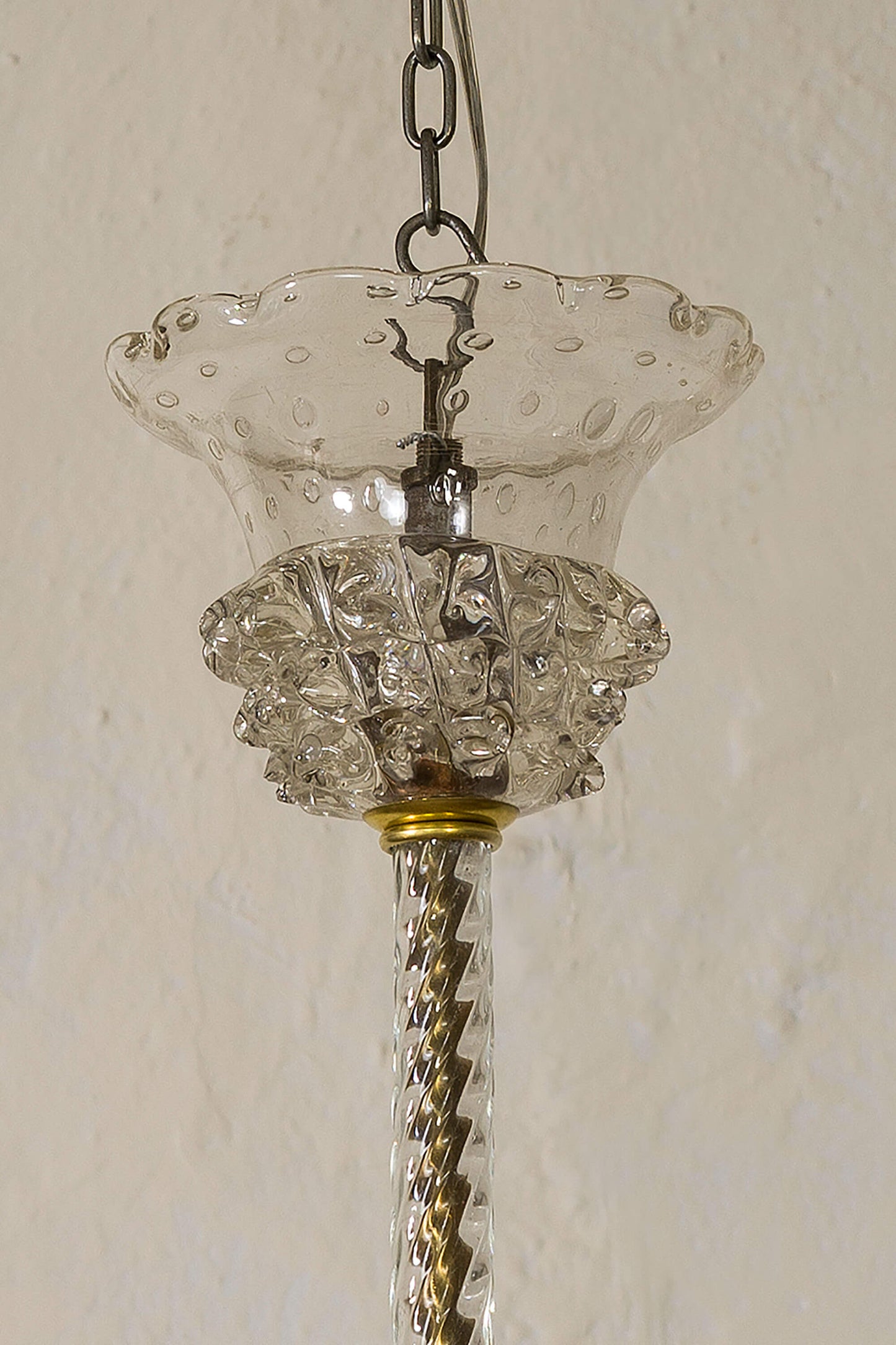 Lampadario in vetro di Murano, rostrato, con lavorazione a (BALLOTON)-Lo Stile Italiano