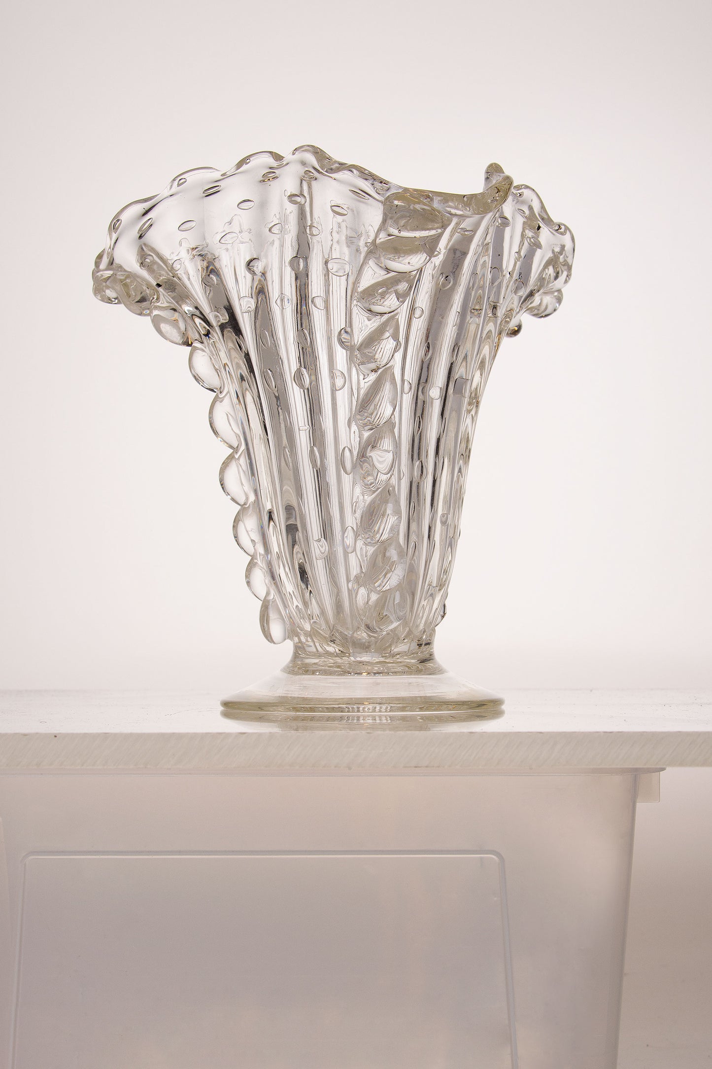 Vaso Barovier e Toso in vetro cristallo Veneziano “Bullicante” - Murano anni '30 - Lo Stile Italiano