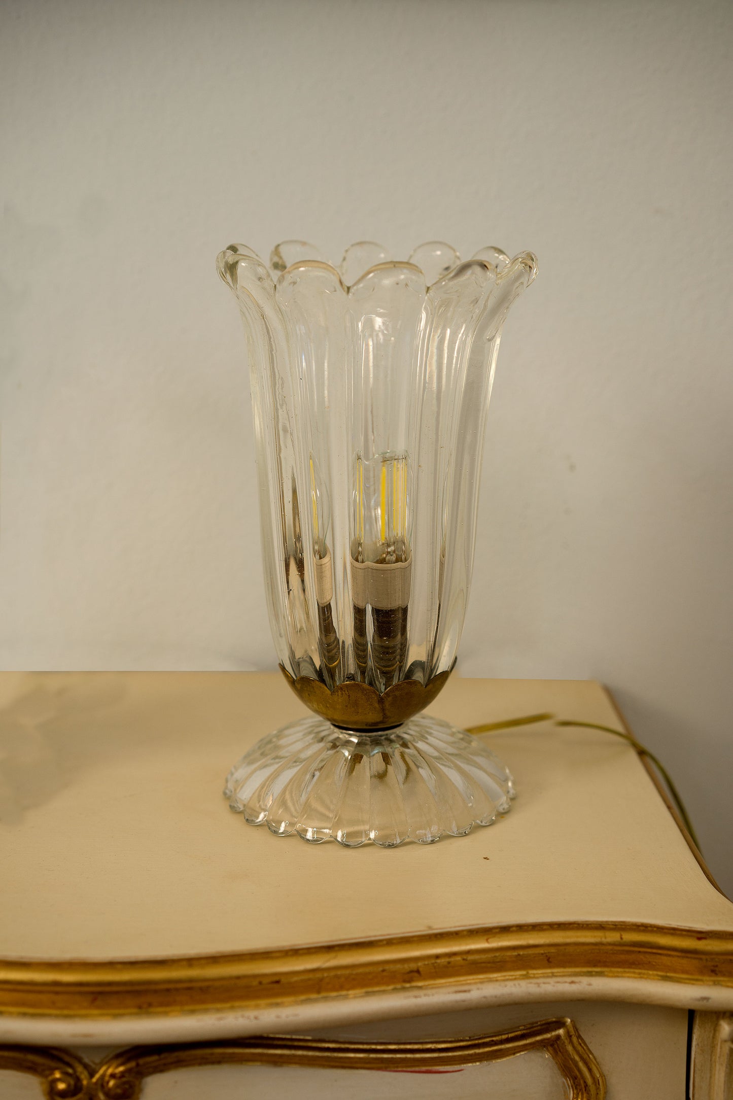 Coppia di Abat-jour Barovier in vetro di Murano anni '40- Lampade da tavolo - Lo Stile Italiano