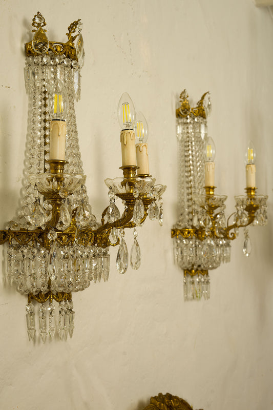 Coppia di applique stile Impero a 3 luci, periodo anni '60, Vintage - Lampade a muro - Lo Stile Italiano