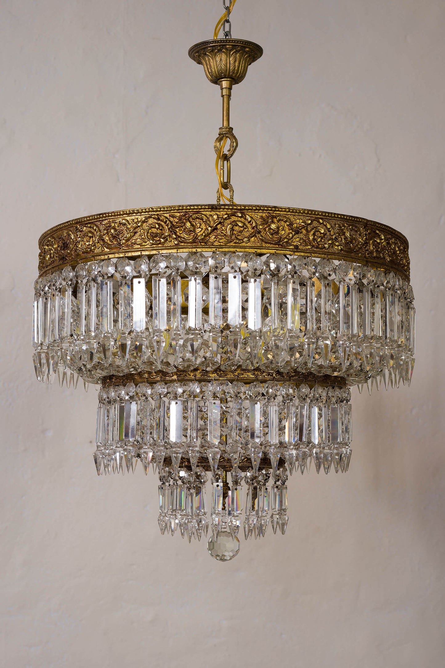 Lampadario Stile Impero con Cristalli di Boemia, 10 luci, periodo 1940 - Lo Stile Italiano