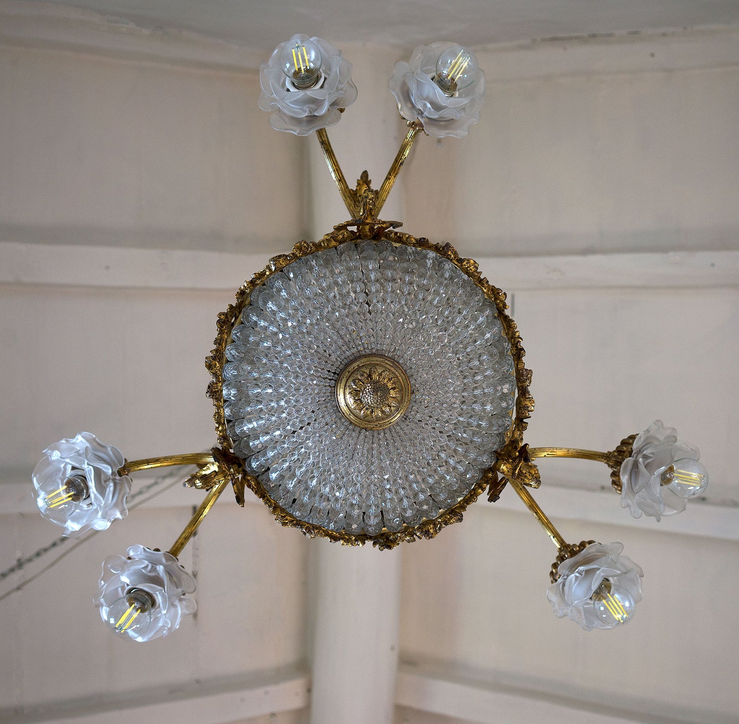 Lampadario antico di cristallo, Italia anni 1920, Art Nouveau, 11 Luci - Lo Stile Italiano