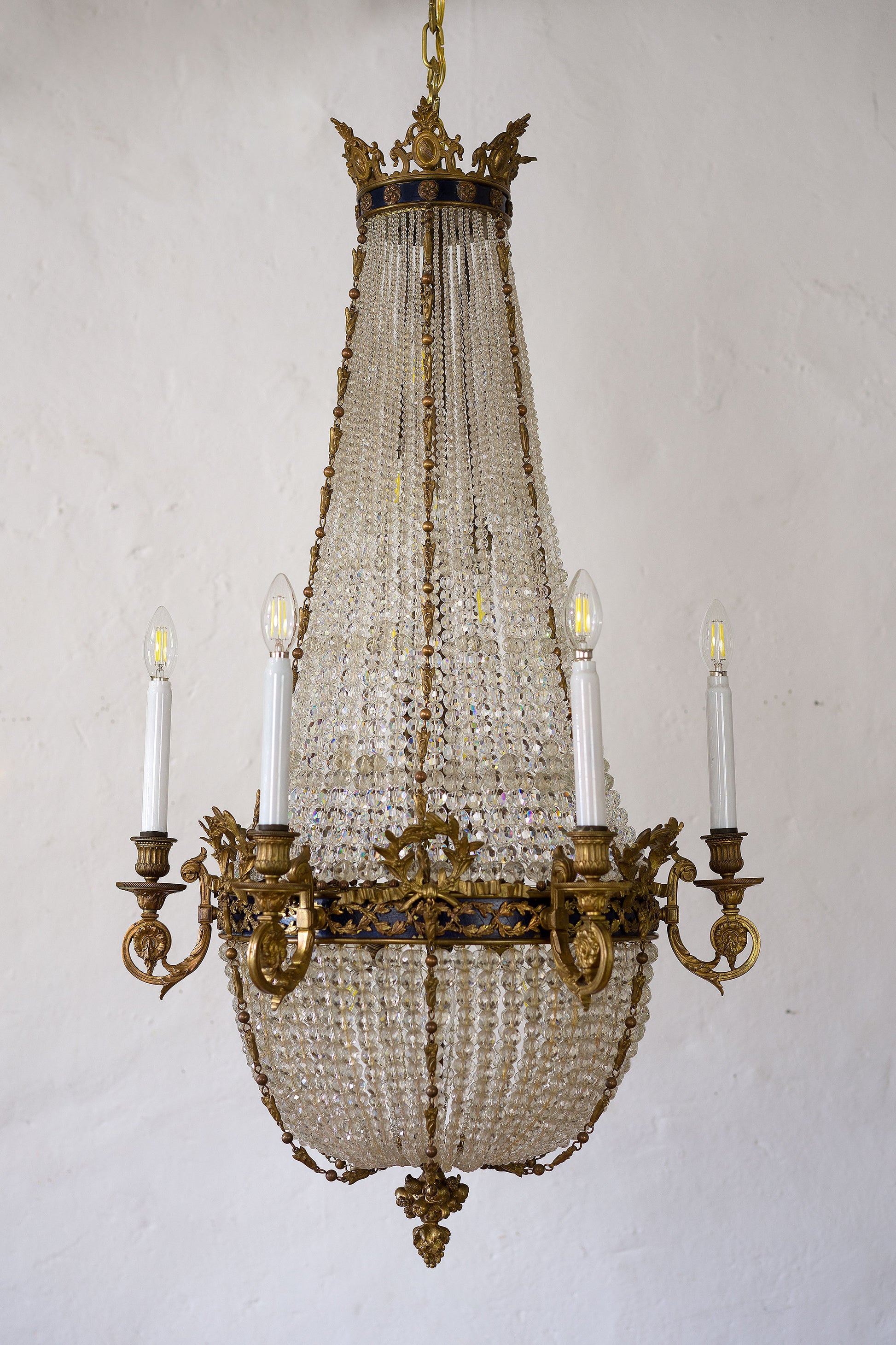 Antico lampadario Impero in bronzo con 15 luci, periodo fine 800, Belle Époque - Lo Stile Italiano