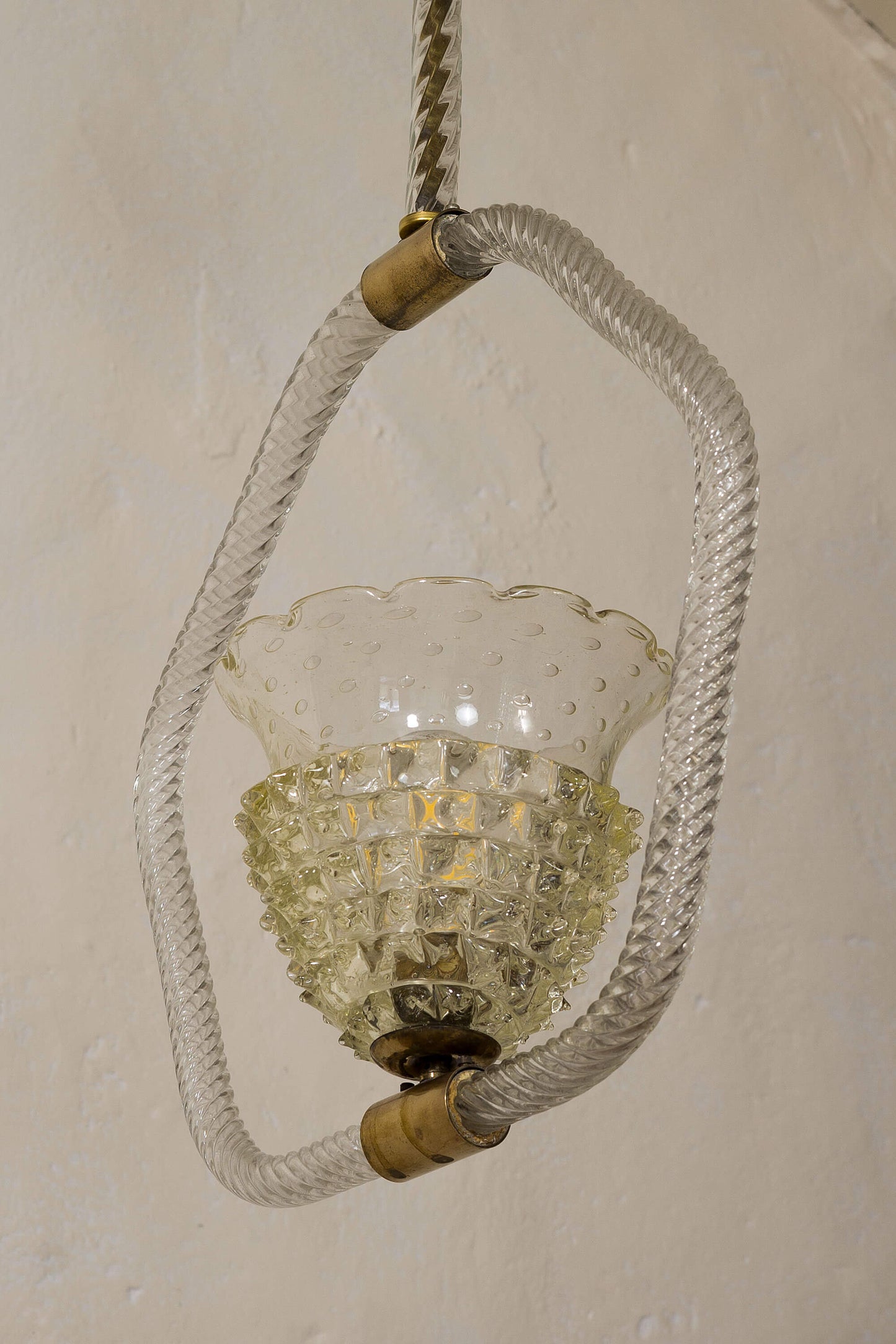 Lampadario di Murano Barovier & Toso in vetro Rostrato, 1 luce - Vintage anni '30-Lo Stile Italiano