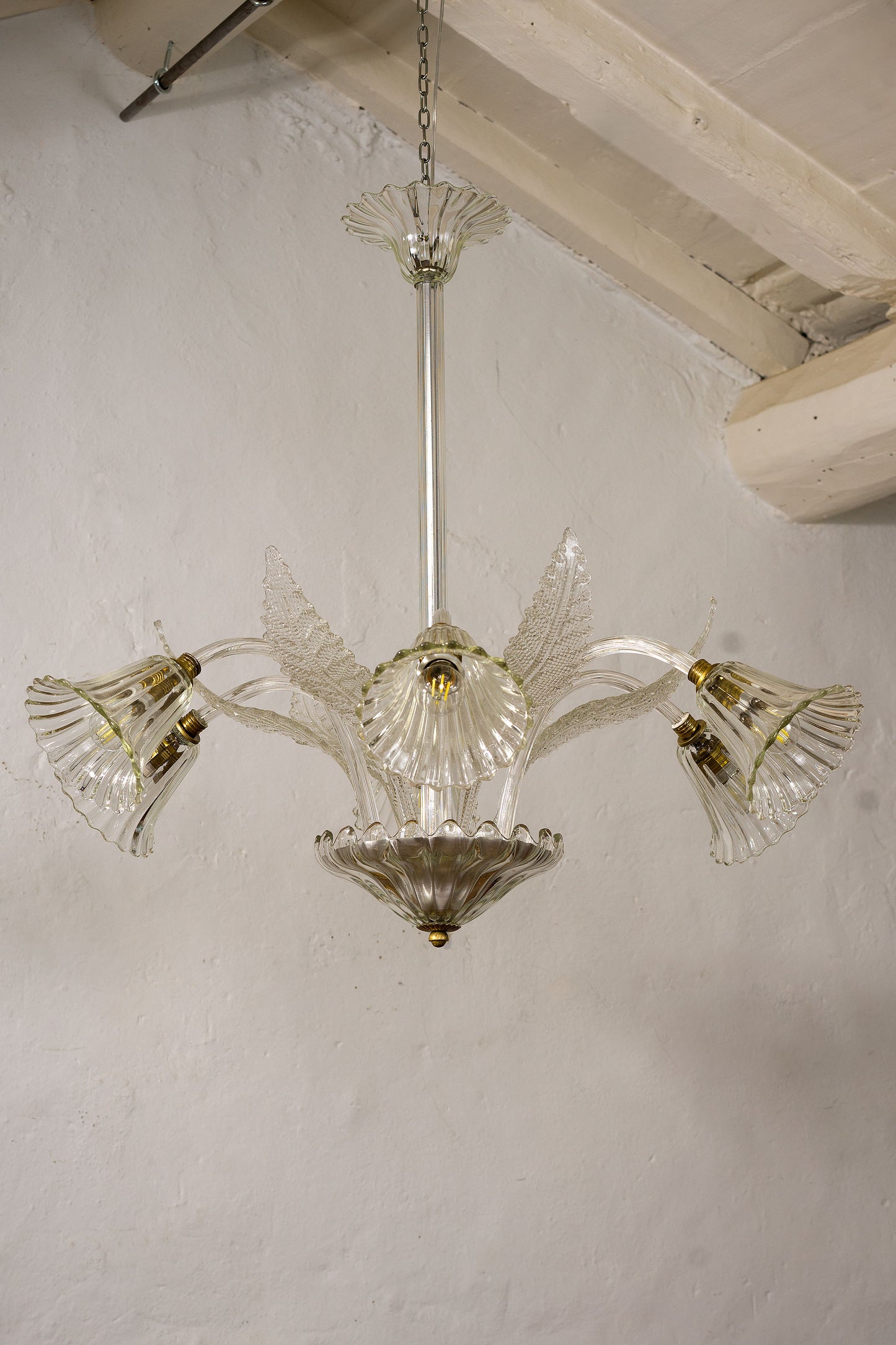 Lampadario Art Deco, periodo 1940s Murano-Lo Stile Italiano